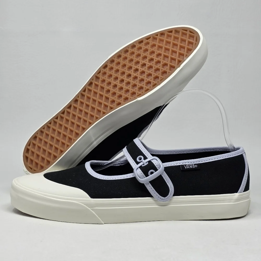Vans Mary Jane Women's Black White Blue Buckle Design Sneakers 500714 Size 5 New